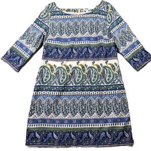 Old Navy Dress Paisley Shift Business Casual Church Preppy Blues Large B313